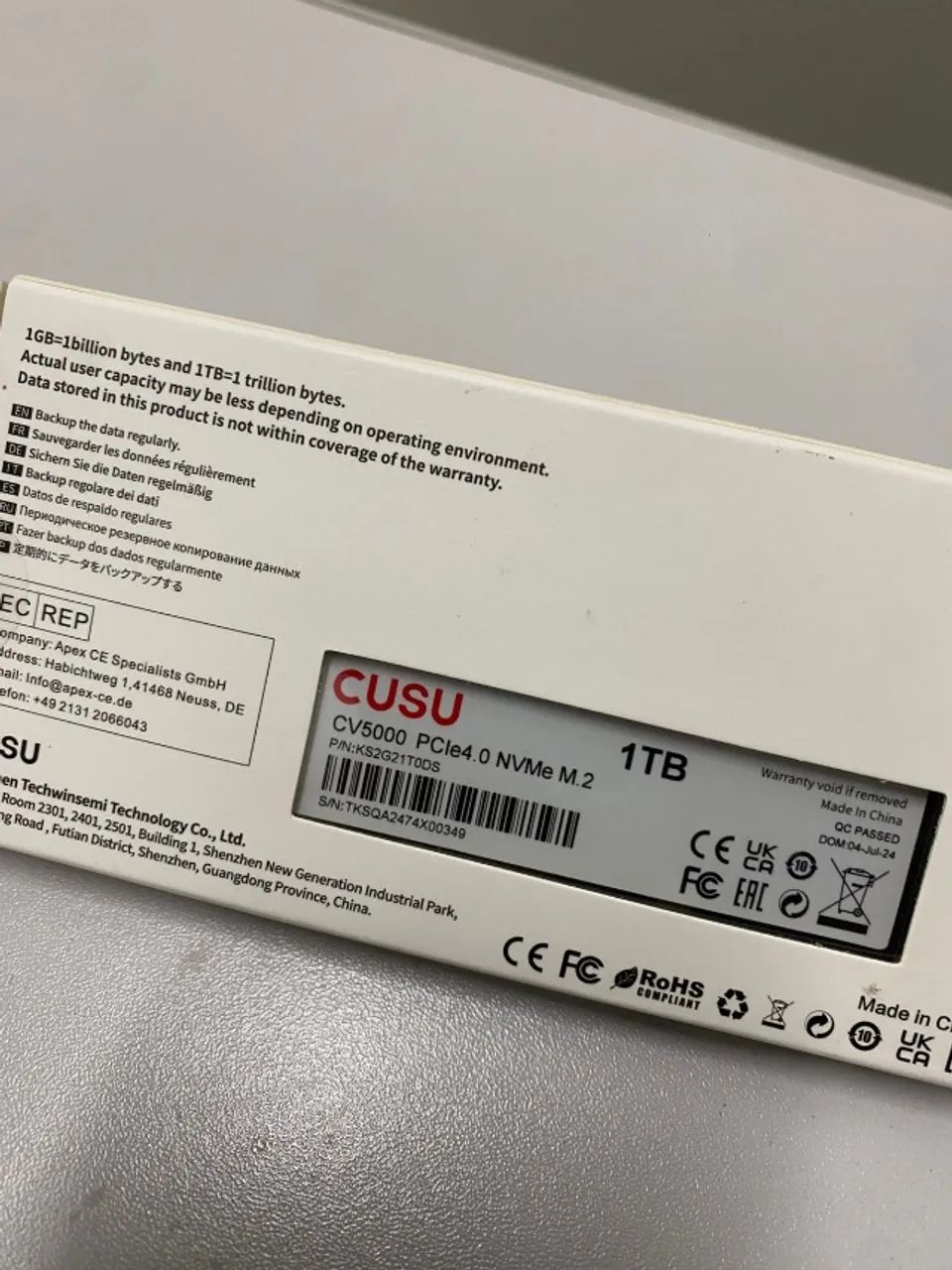 SSD 1TB CUSU M.2 4,0 NVME 5000/Mbs - Compatível com PS5!! (LACRADO) FAÇO OLX PAY!!! - Foto 2