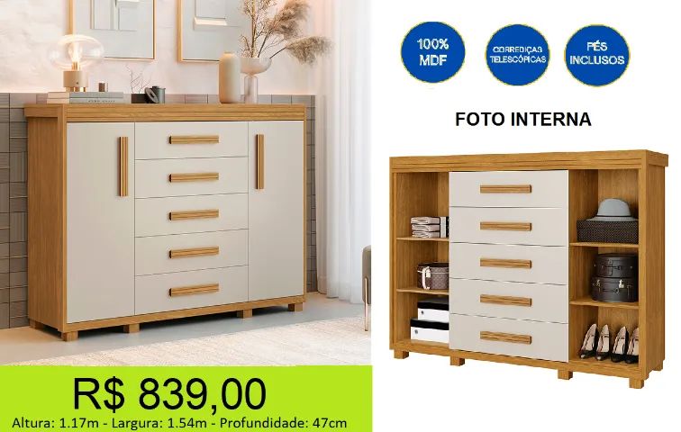 Comoda sapateira duas portas em MDF - Foto 2