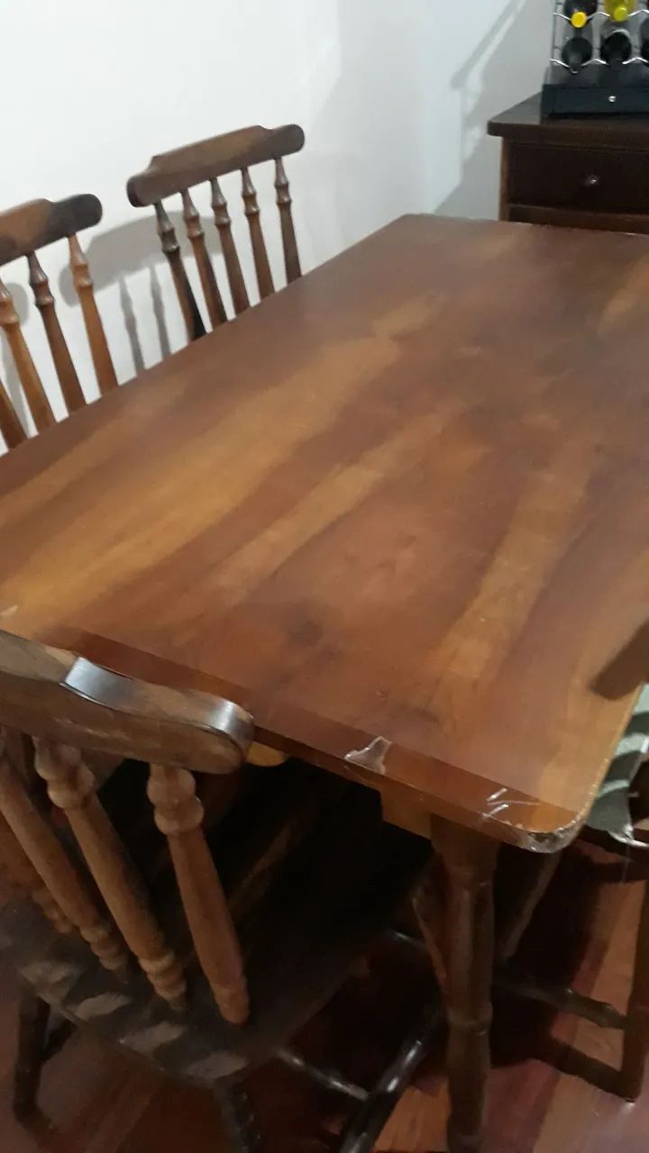 Mesa de Jantar rústica de Madeira imbuia c/6 cadeiras - Foto 5
