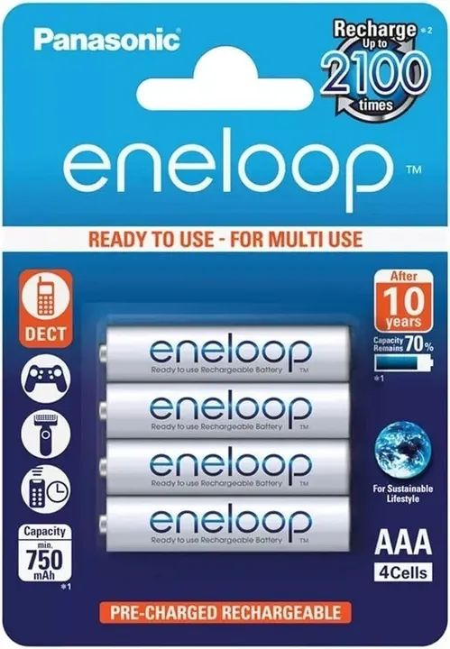 Bateria Recarregável Panasonic Eneloop AAA 750mah (Pacote Com 4 Peças) Feita No Japão - Foto 2