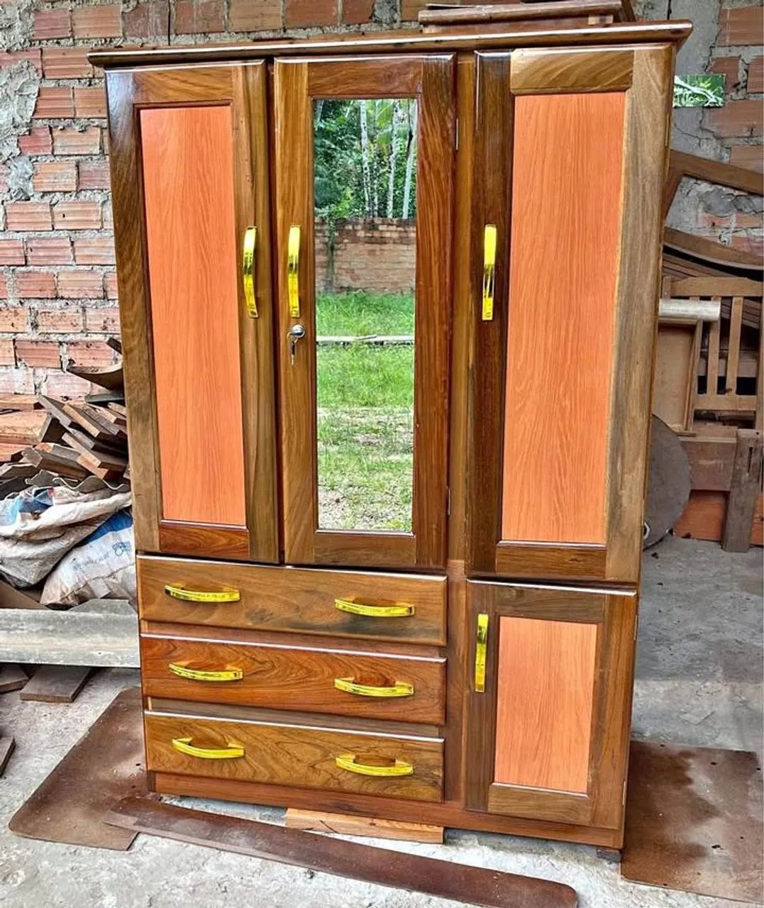 GUARDA-ROUPA DE SOLTEIRO COM ESPELHO -MADEIRA MACIÇA! - Foto 5