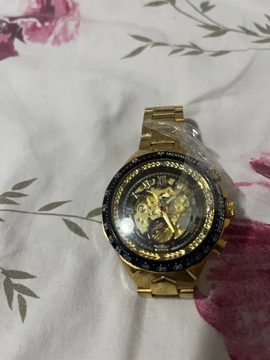 Relógio Masculino Dourado com Mostrador Esquelético - Foto 3