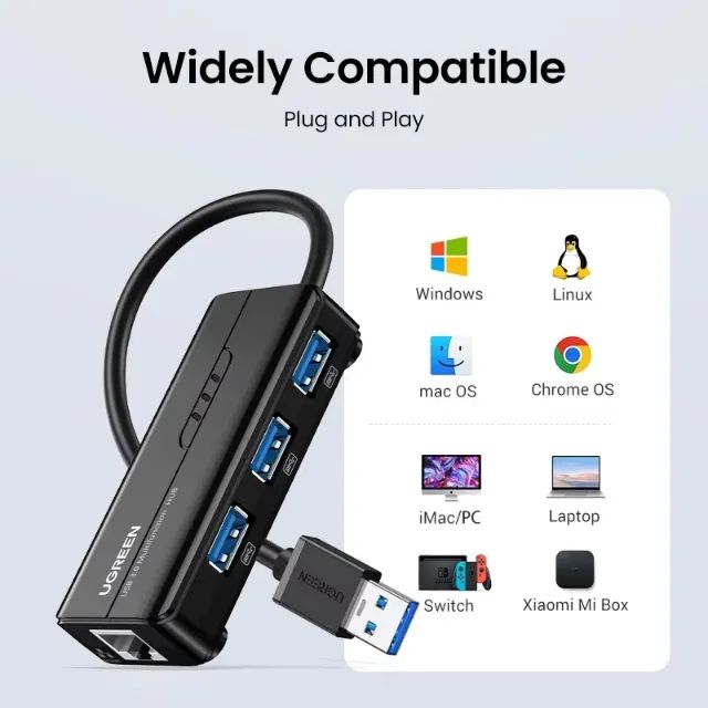 Adaptador Rj45 Para Usb Ugreen 3.0 1000mbps Ethernet Mi Box - Foto 3