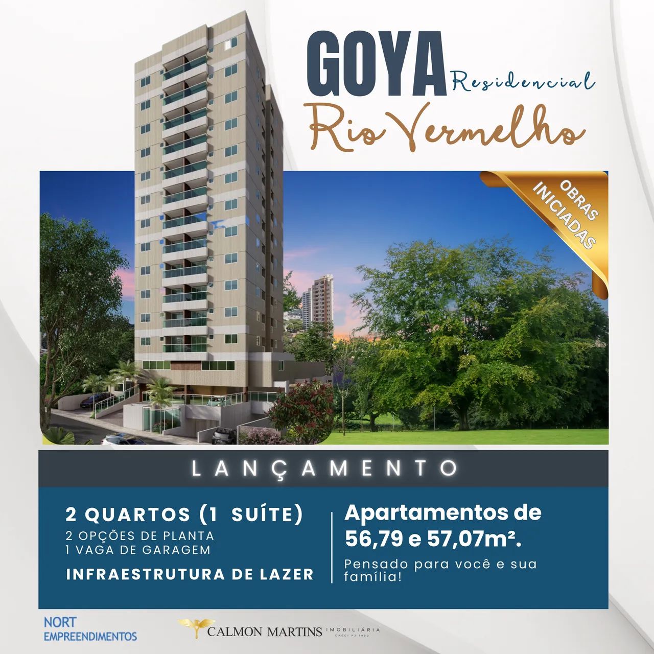 LANÇAMENTO RESIDENCIAL GOYA Apartamento à venda 56m², 2/4, 1 Suíte, 2 Banheiro, 1 Vaga