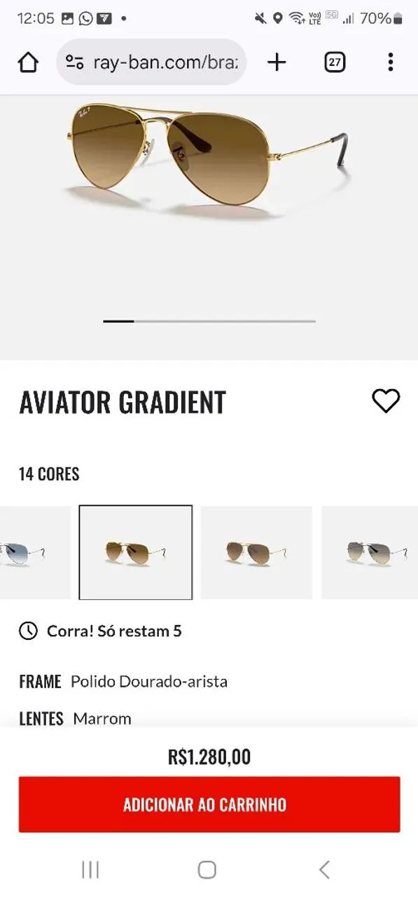 Óculos rayban aviador original - Foto 2