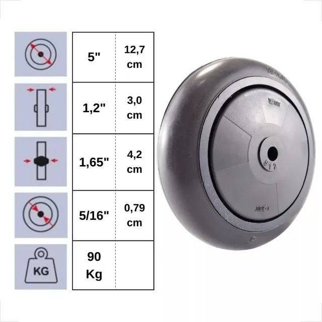 Kit 4 Rodas Para Carrinhos de Supermercado - Foto 3