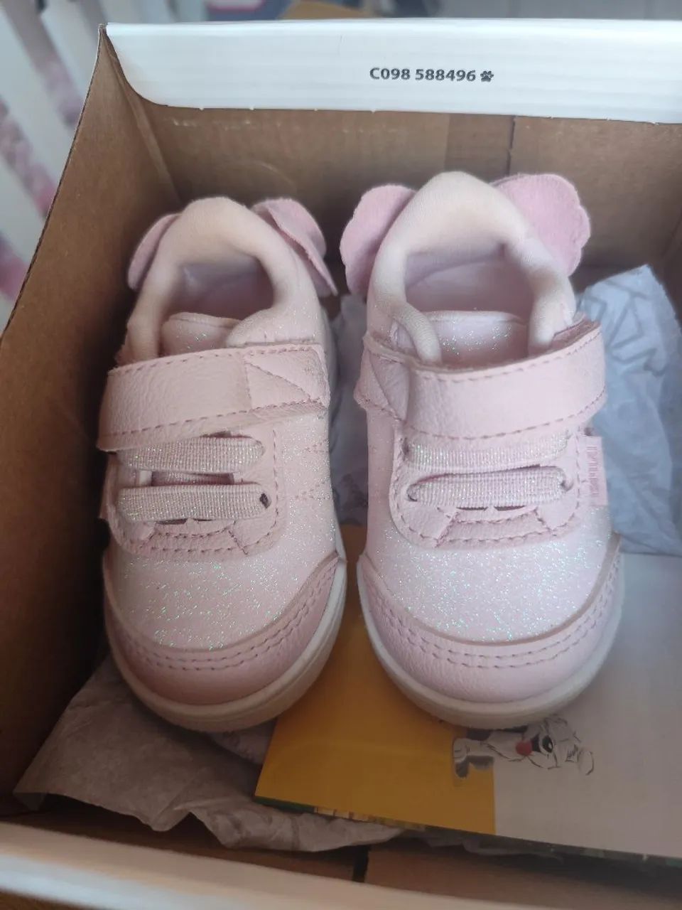 Tênis infantil bebê Klin moon laço traseiro rosa tamanho 16 NOVO NA CAIXA