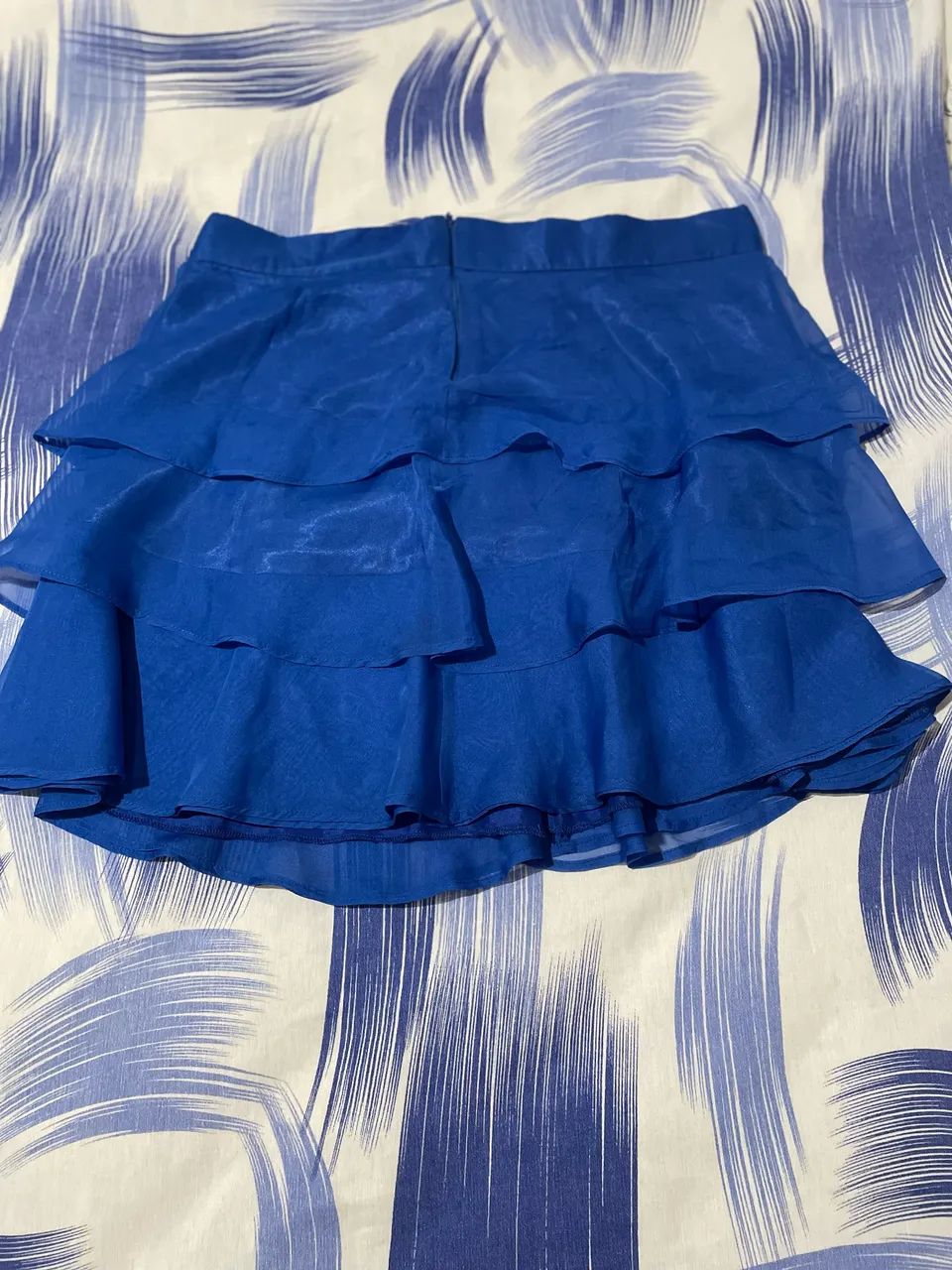 Conjunto azul saia de babado e blusa curta  - Foto 3