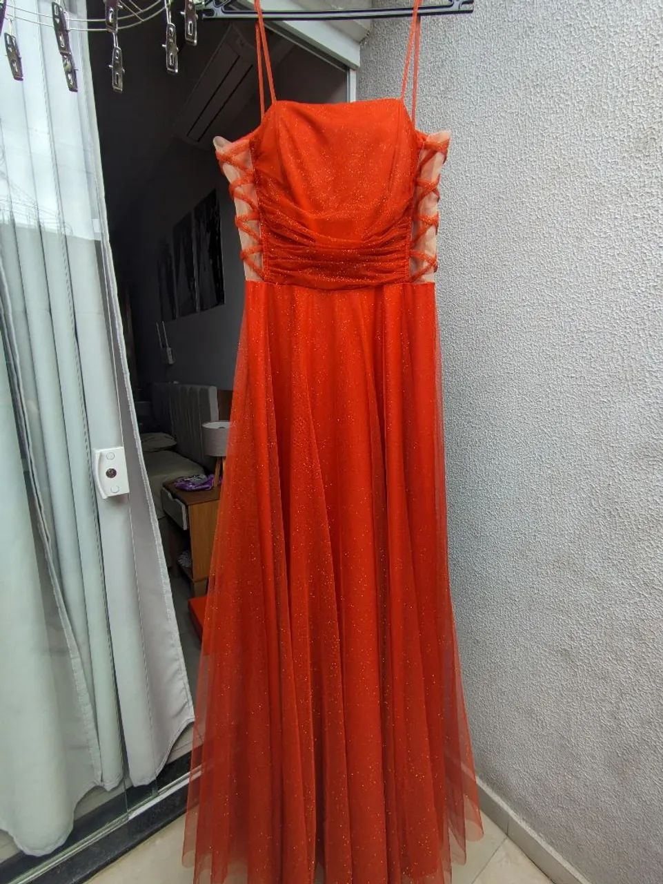 VESTIDO DE FESTA TERRACOTA 