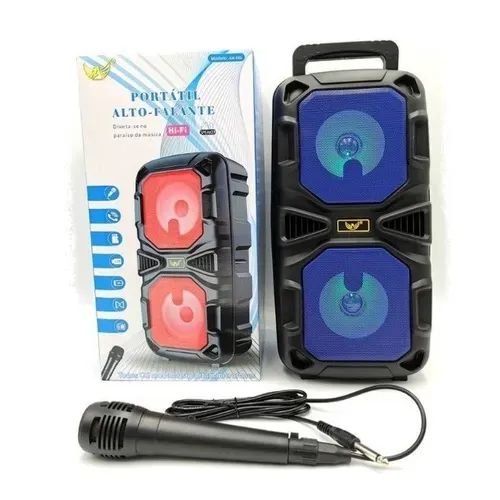 Caixa De Som Bluetooth C/ Microfone Usb Fm Aux Radio 10w
