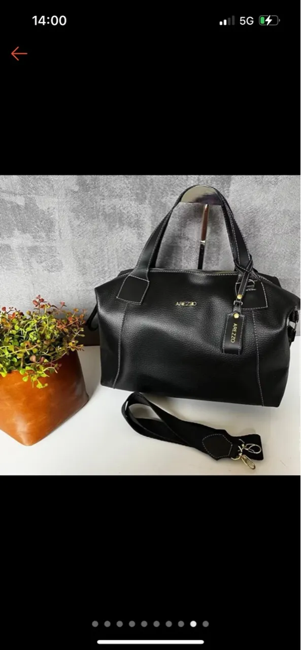 Bolsa Arezzo de Couro Preta com Alça Transversal
