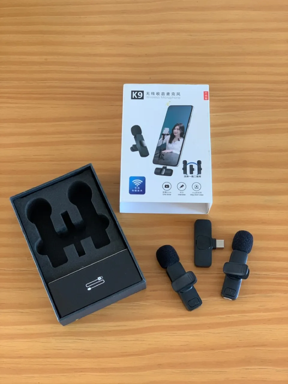 Microfone Sem Fio K9 Wireless Android- Ideal para Lives e Gravações