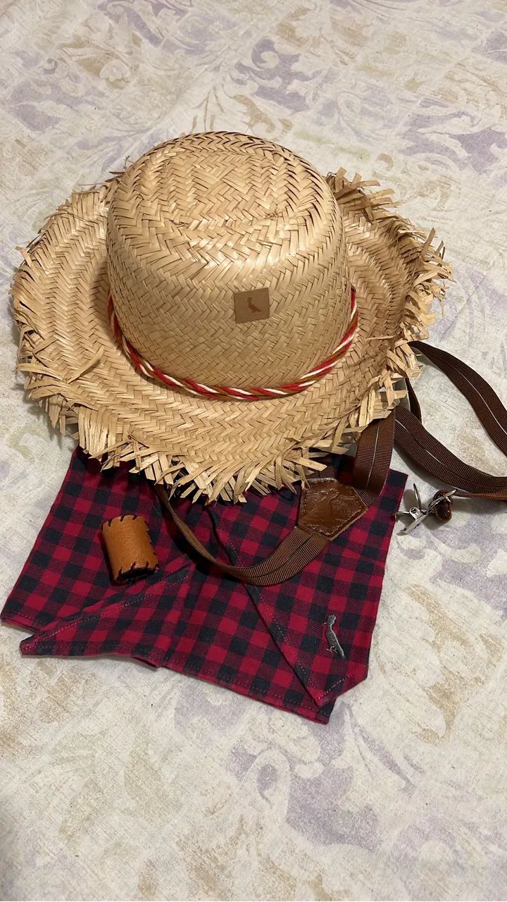 Kit junino reserva mini: chapéu, suspensório e lenço - Foto 2