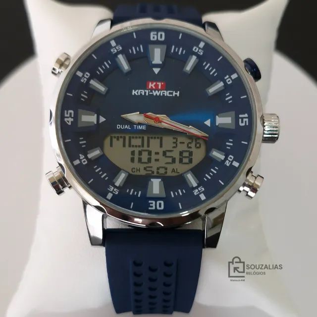 Relógio KAT-WACH 1815 - À Prova D'água Silicone Azul - Foto 4