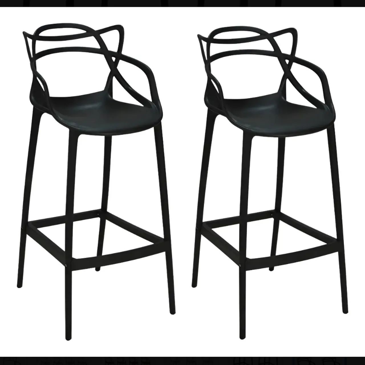2 Banquetas Allegra preta 108cm