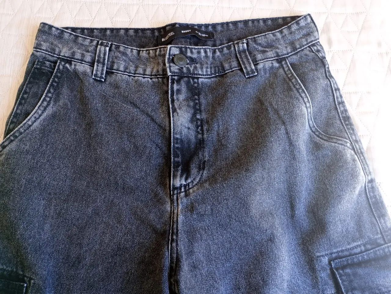 Calça jeans bluesteel baggy cargo 38 - Foto 2