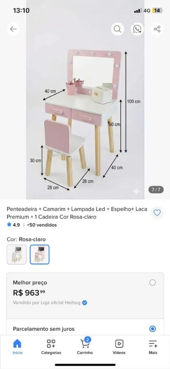 Penteadeira infantil  - Foto 3