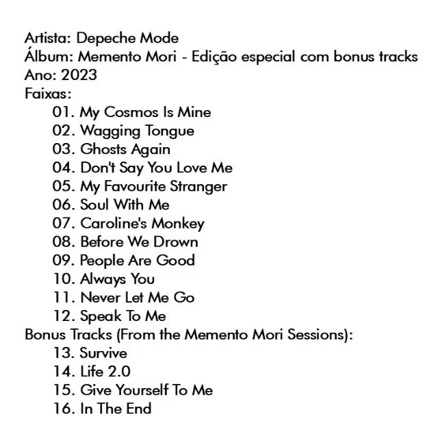 CD Depeche Mode - Memento Mori *Edição especial com bonus tracks (fan-made) - Foto 4