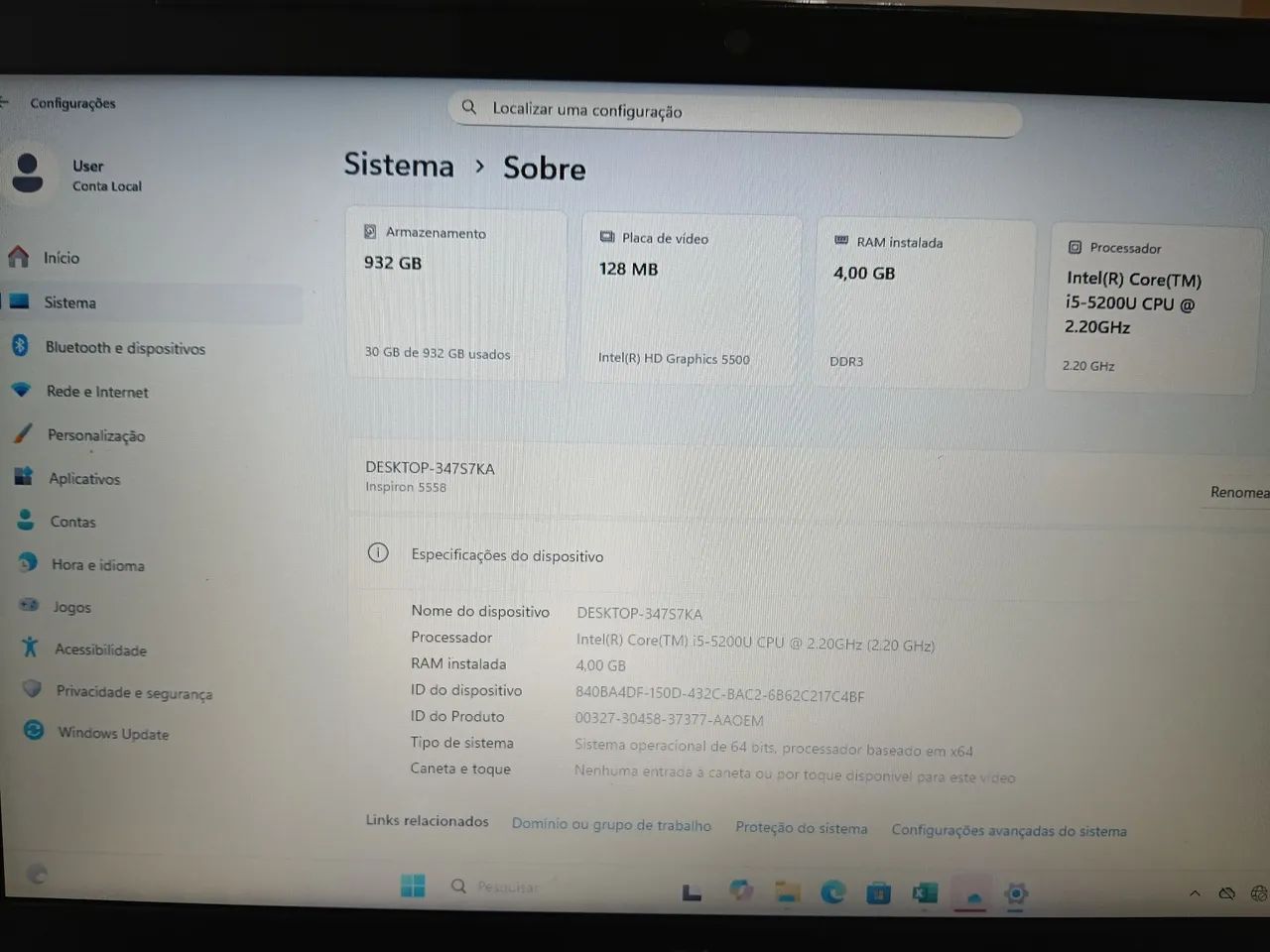 Notebook Dell usado 
