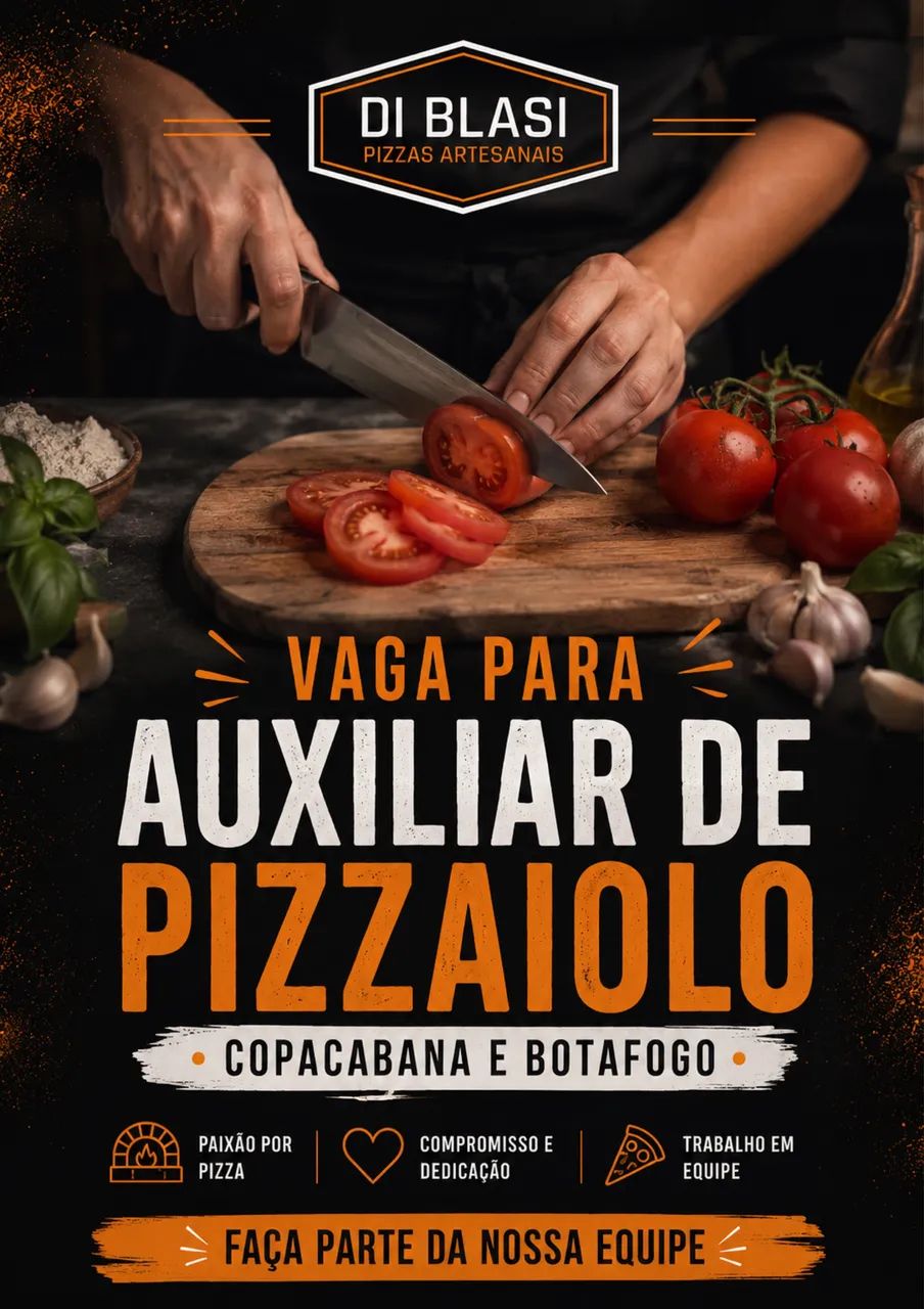 VAGA AUXILIAR PIZZAIOLO COPA E BOTAFOGO 