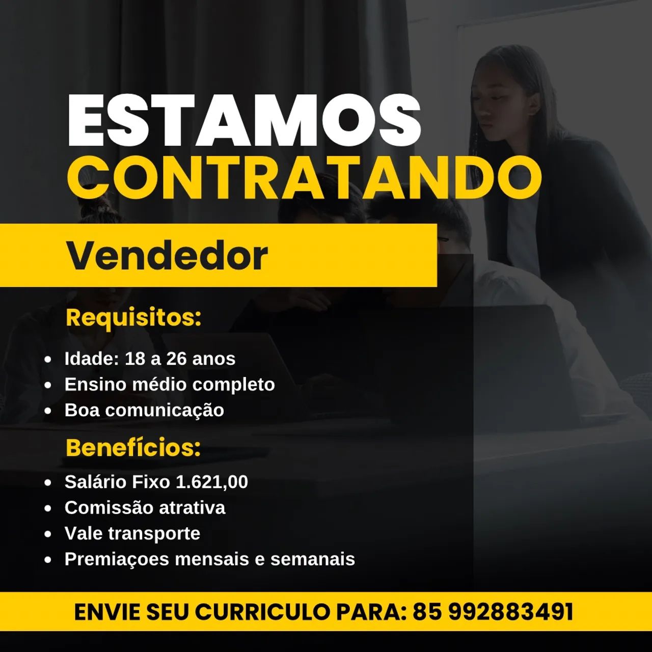 Vaga de emprego para vendedor 