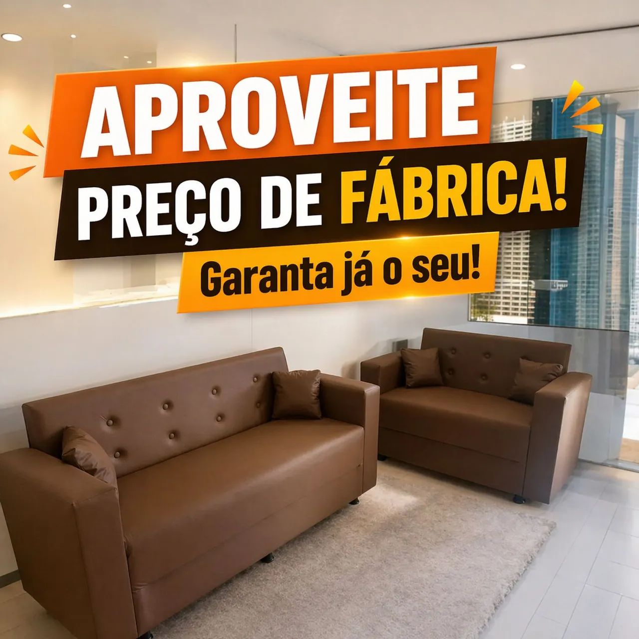 CONJUNTO DE SOFÁS em Corino, limpa fácil, resistente! - Foto 4