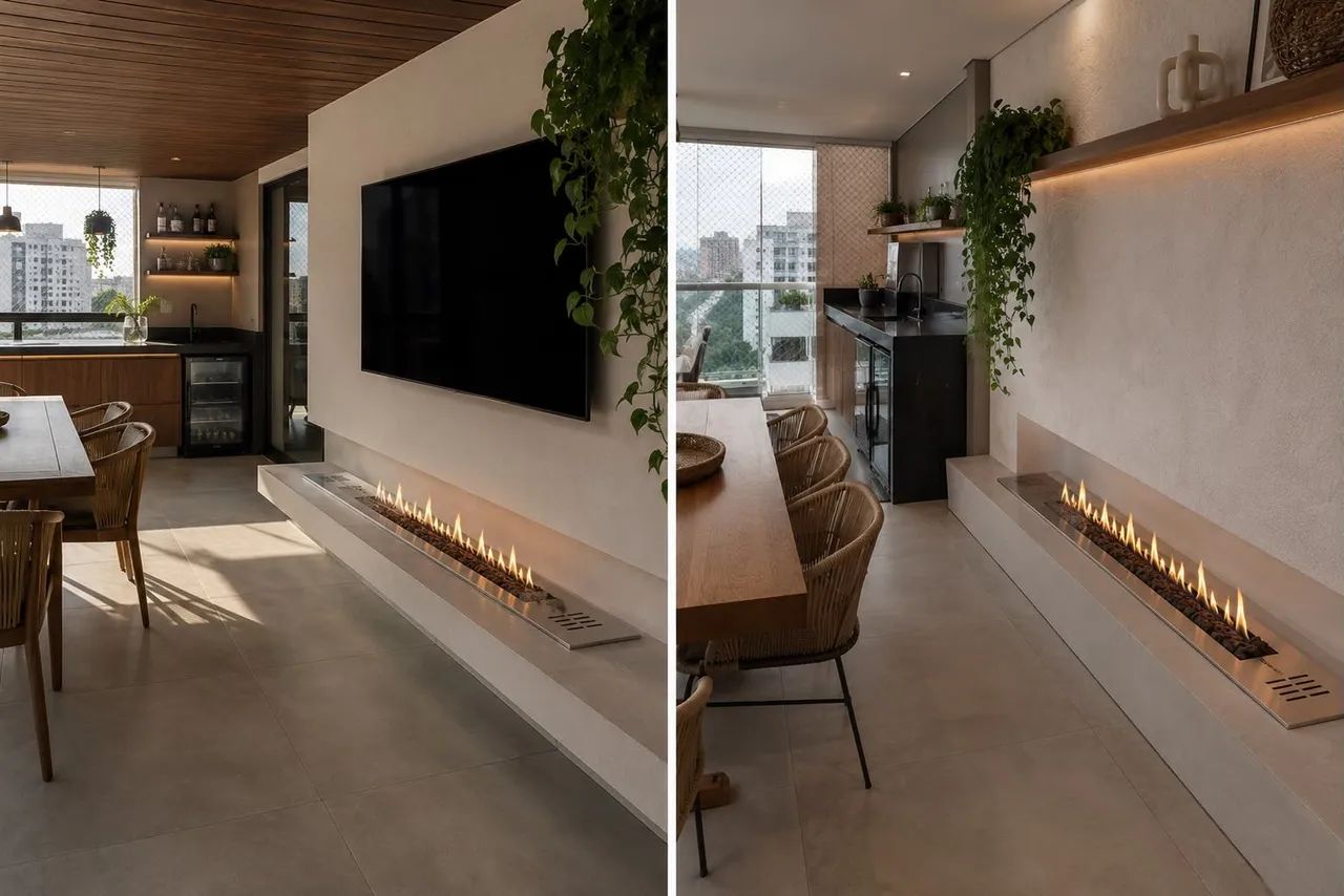 Lareira Ecológica Linear LCZ Decorfire 1,25 m - Aço Inox | Acendimento Eletrônico