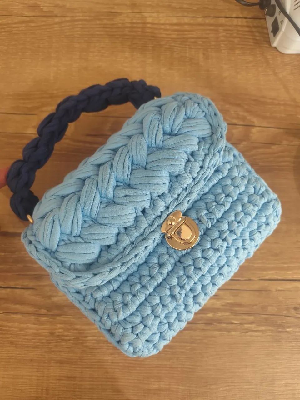 Bolsa de crochê fio de malha  - Foto 4
