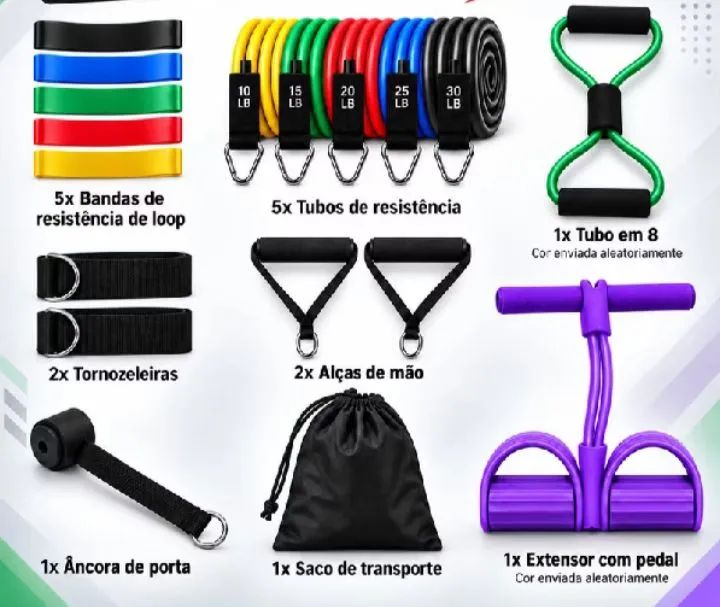 Kit elástico para exercícios 