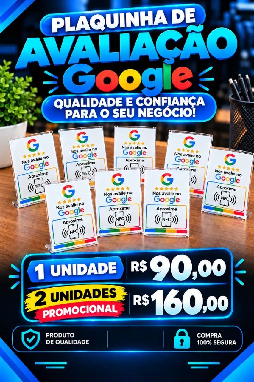 PLAQUINHAS DE AVALIAÇÃO DO GOOGLE - ENTREGA GRÁTIS 