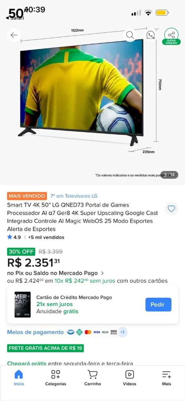Smart TV LG QNED73 50" 4K UHD - WebOS 25  - Foto 3