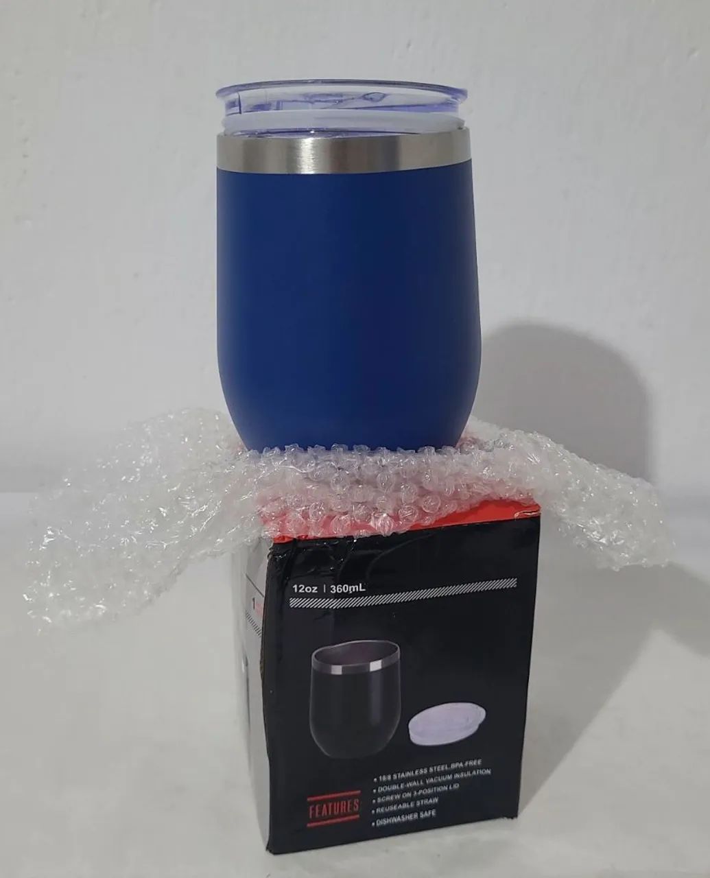 Copo azul marinho com tampa de 360 ml, lindo, novo, confortável.  - Foto 5