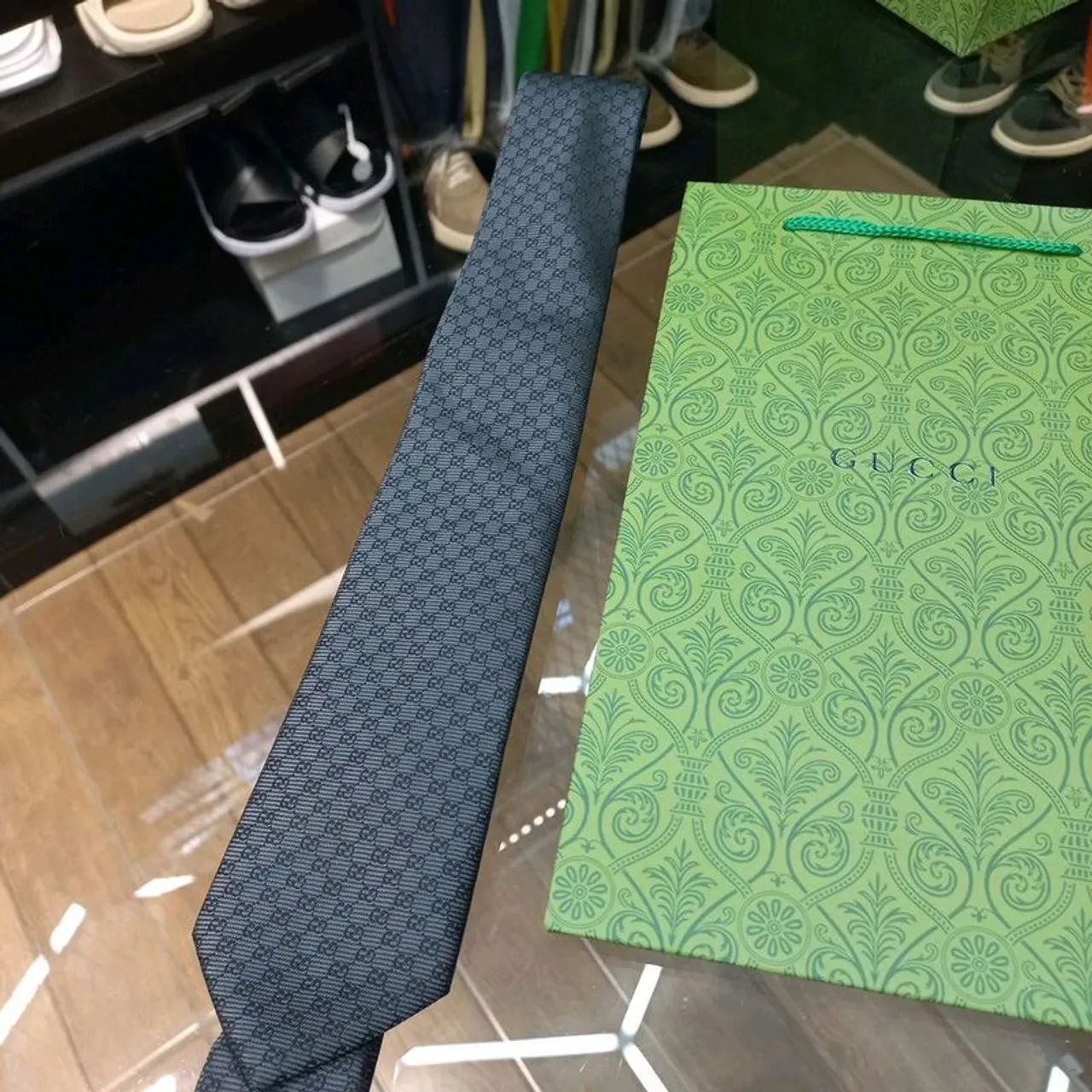 gravata social gucci chumbo seda - Foto 3