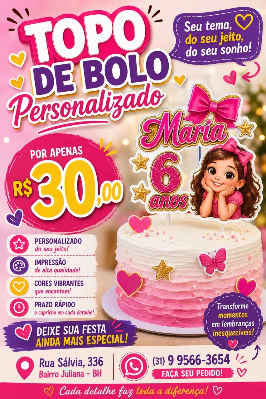 Topo de Bolo Personalizado  - Foto 2