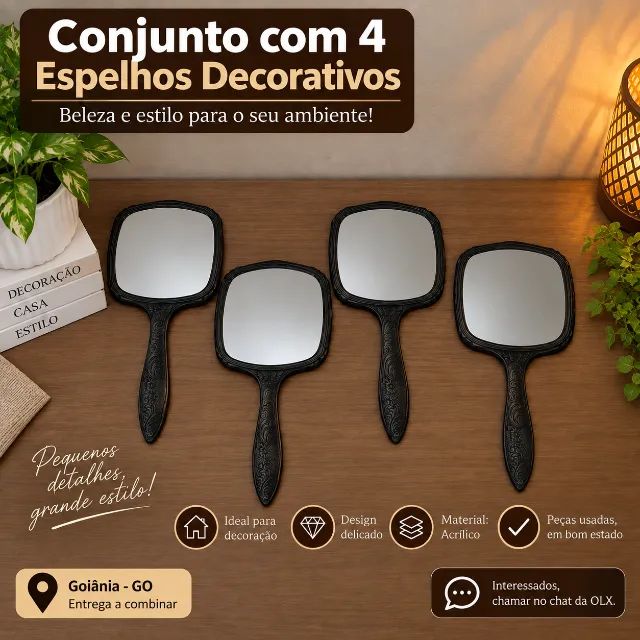 Conjunto com 4 espelhos decorativos