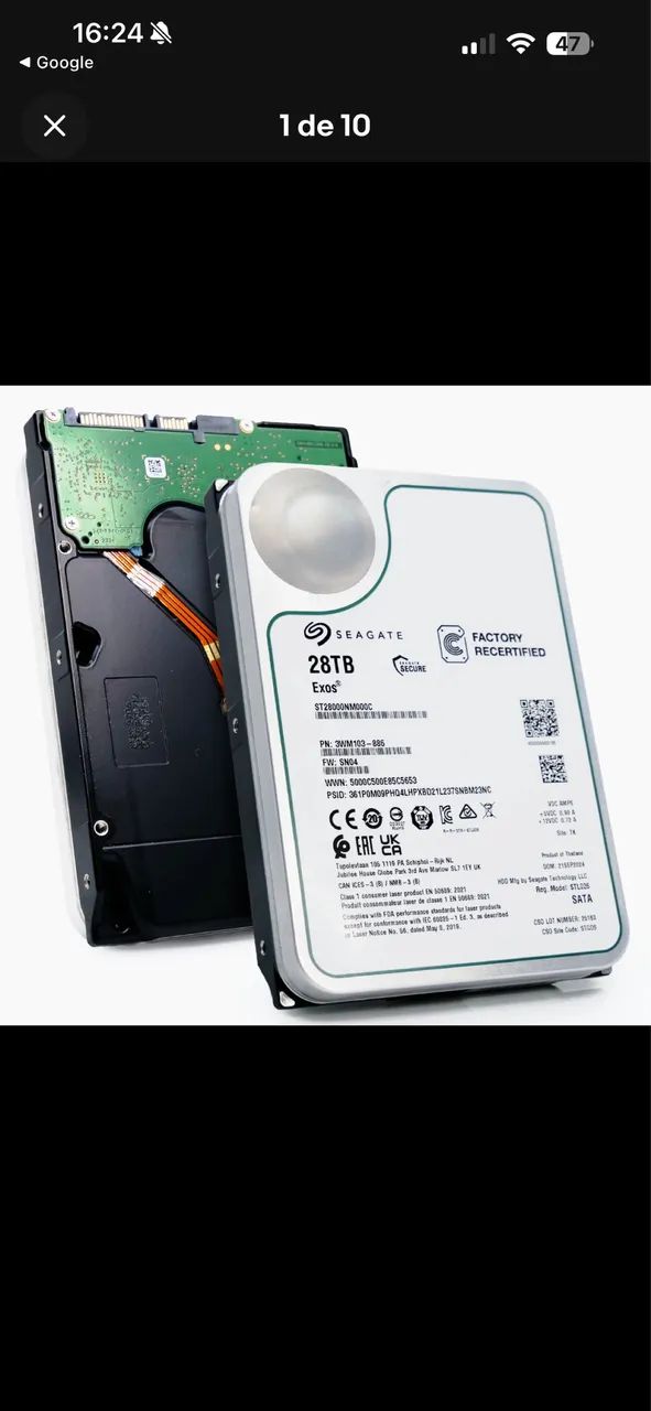Hd sata 28tb seagate novo 