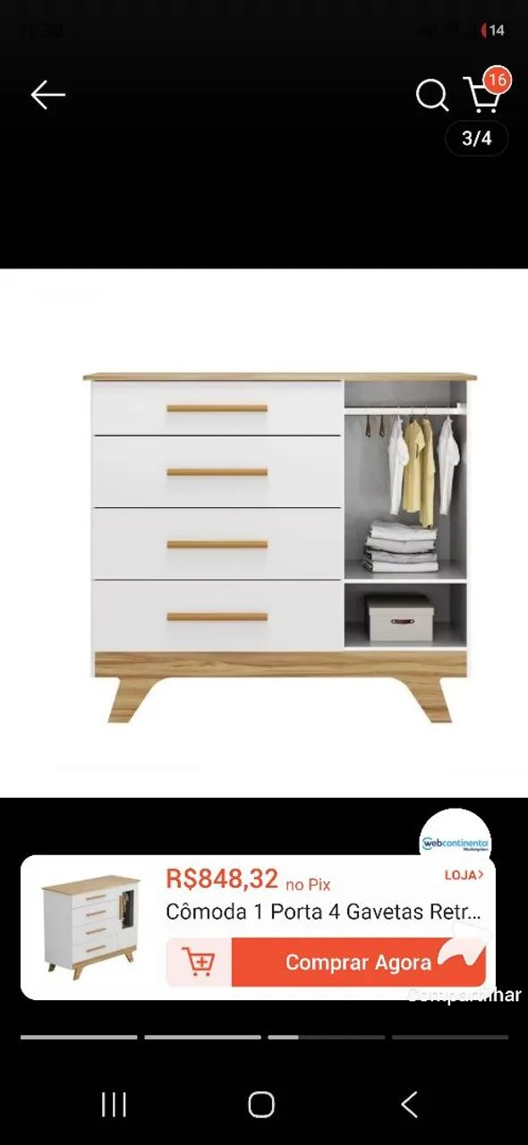 Comoda 4 gavetas 100% MDF 