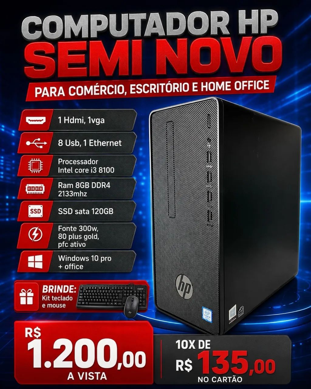 COMPUTADOR HP - COMÉRCIO, ESTUDO, HOME OFFICE