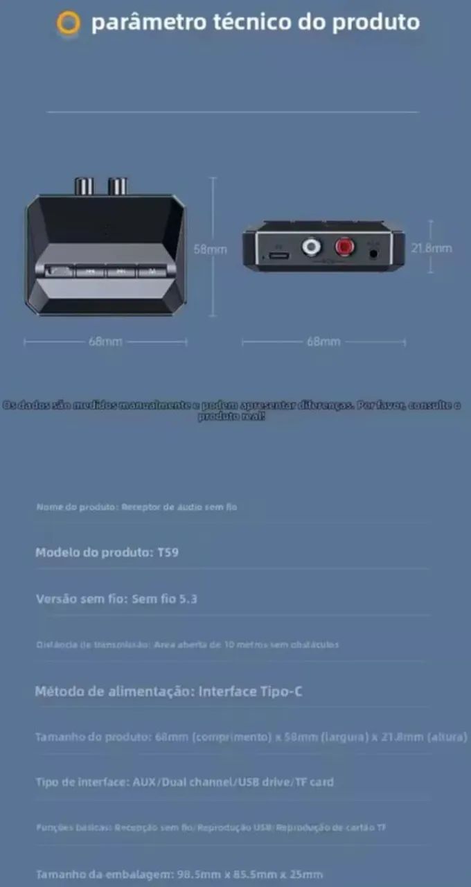 Receptor de áudio e bluetooth com NFC, USB, Leitor de Cartão  - Foto 5