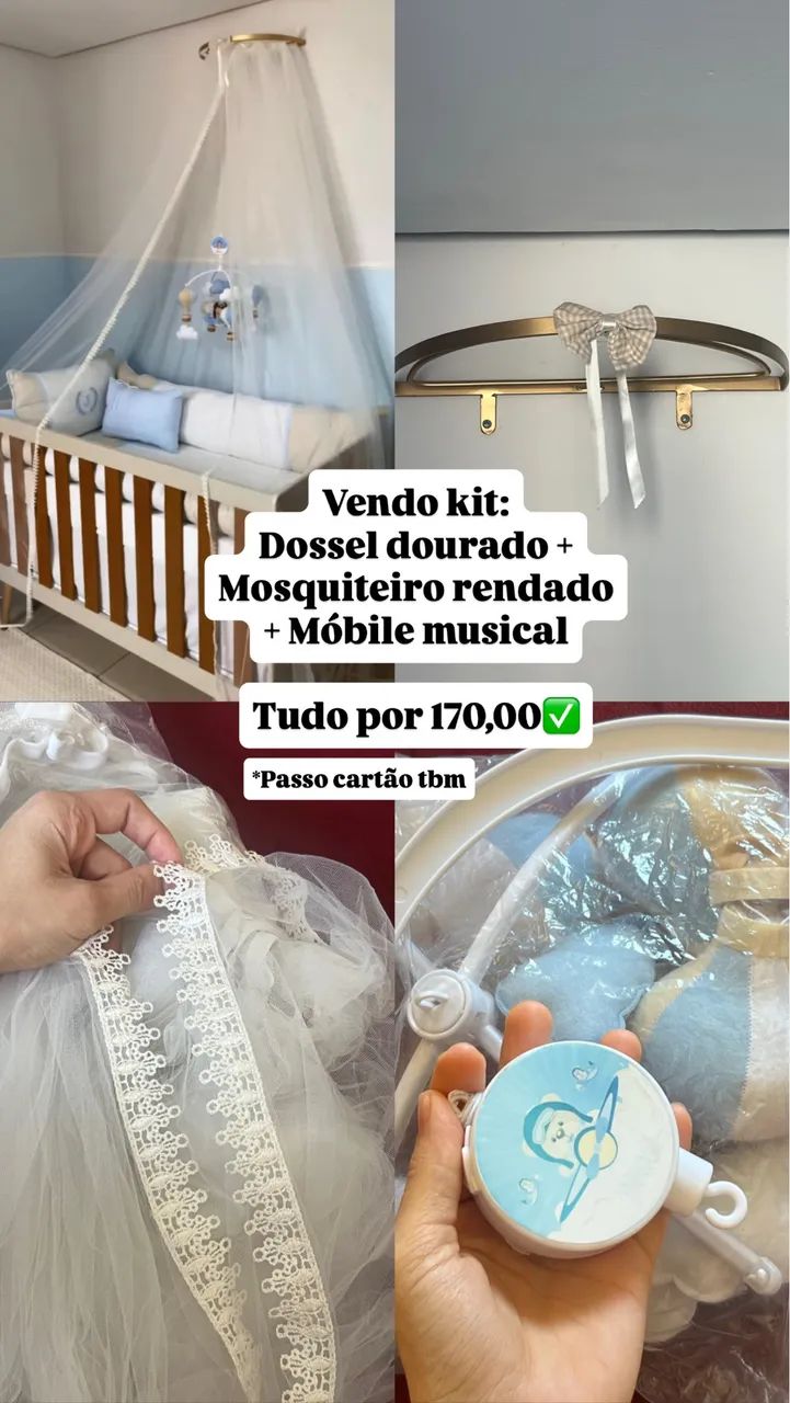 Kit enxoval c/ dossel, mosqueteiro e móbile musical  - Foto 2