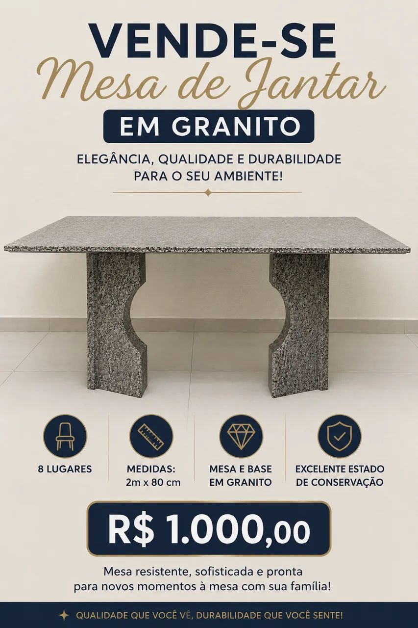 Mesa em granito 8 lugares