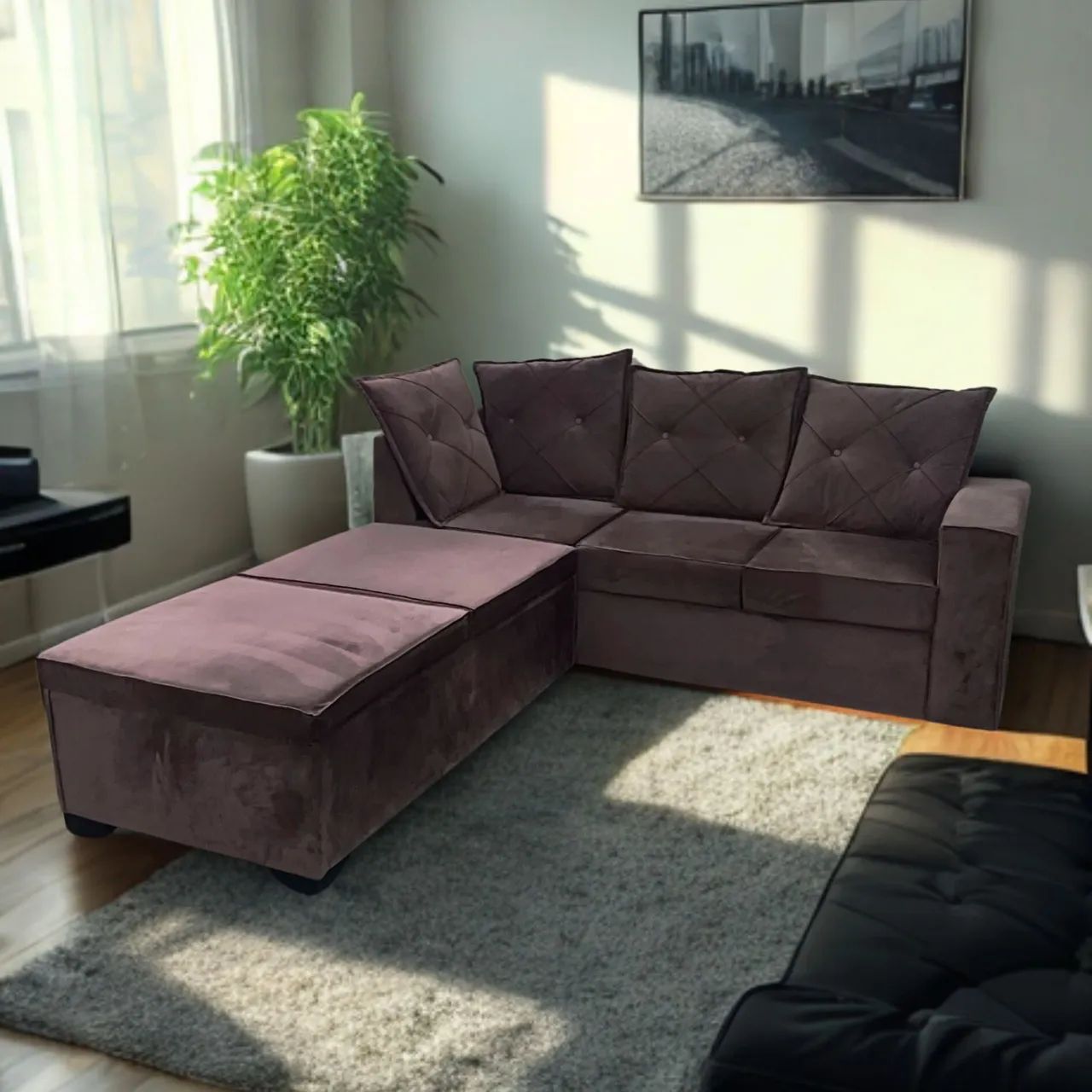 Sofá 3 Lugares com Puff Modular - Confortável, Moderno e Super Conservado! - Foto 2