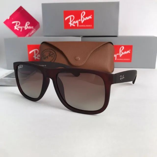 óculos de sol ray ban justin marrom lentes polarizadas - Foto 3