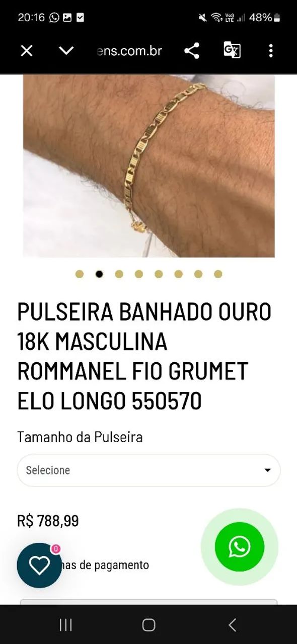 PULSEIRA BANHADA A OURO MASCULINA ROMMANEL - Foto 4