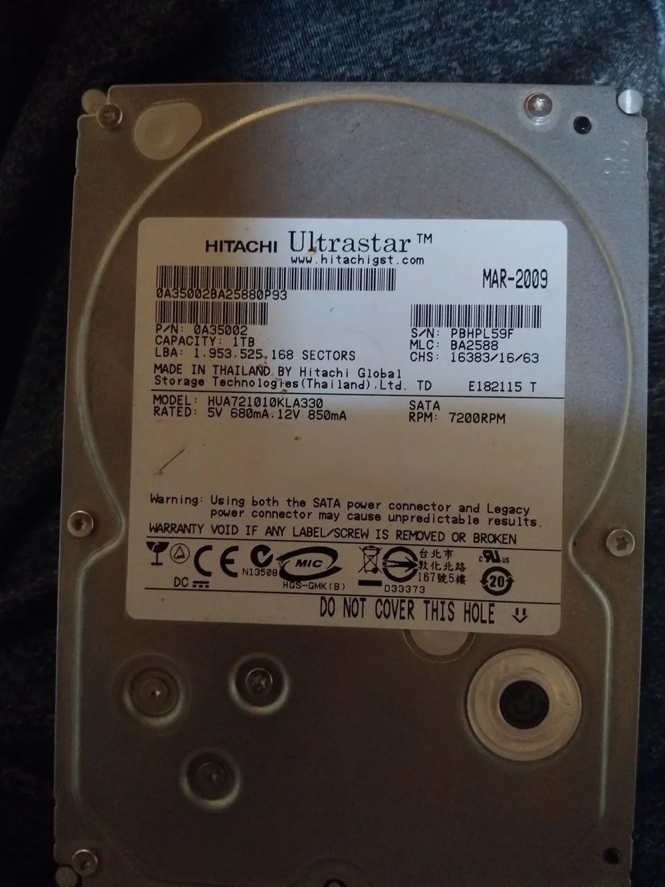 HD HITACHI ULTRASTAR 1TB 3.5"