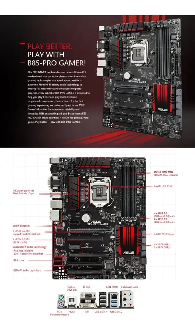 Placa Mãe Asus B85 Pro Gamer - Foto 3