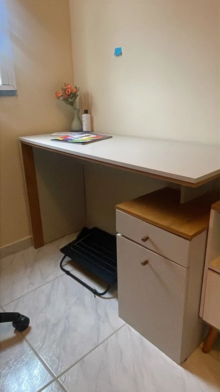 Mesa de escritório Escrivaninha com gaveta off white