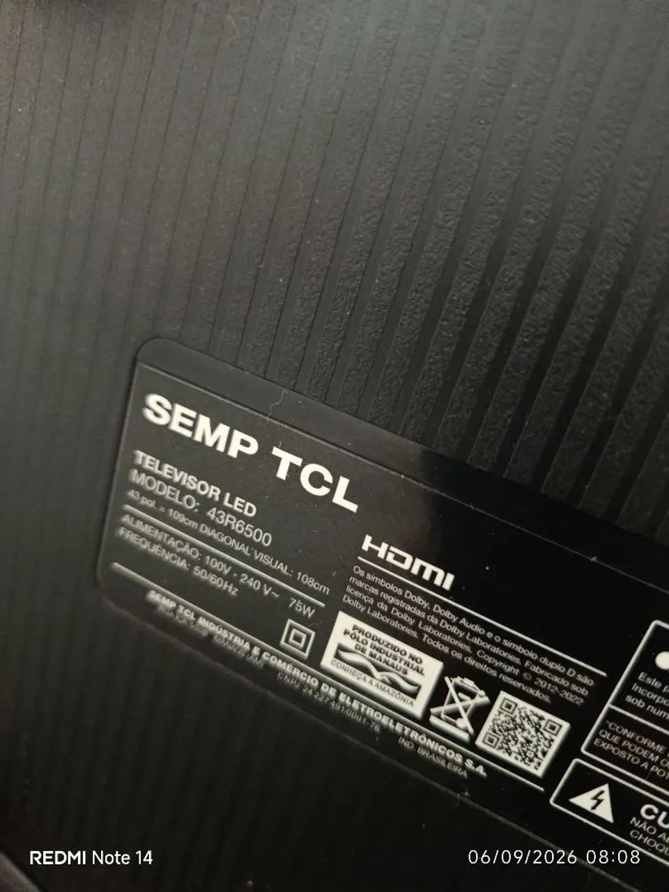 Tv de 43 polegadas com defeito 