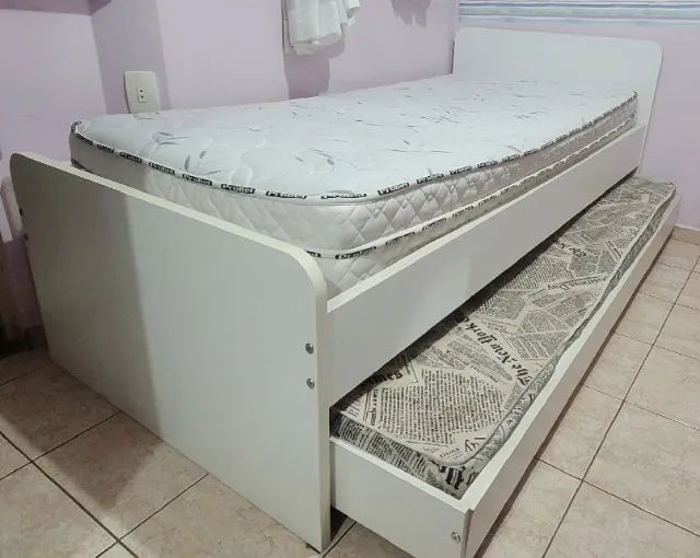 Cama De Solteiro Com Bicama E Colchões (Usado)Cama excelente, super resistente de Móveis P - Foto 2