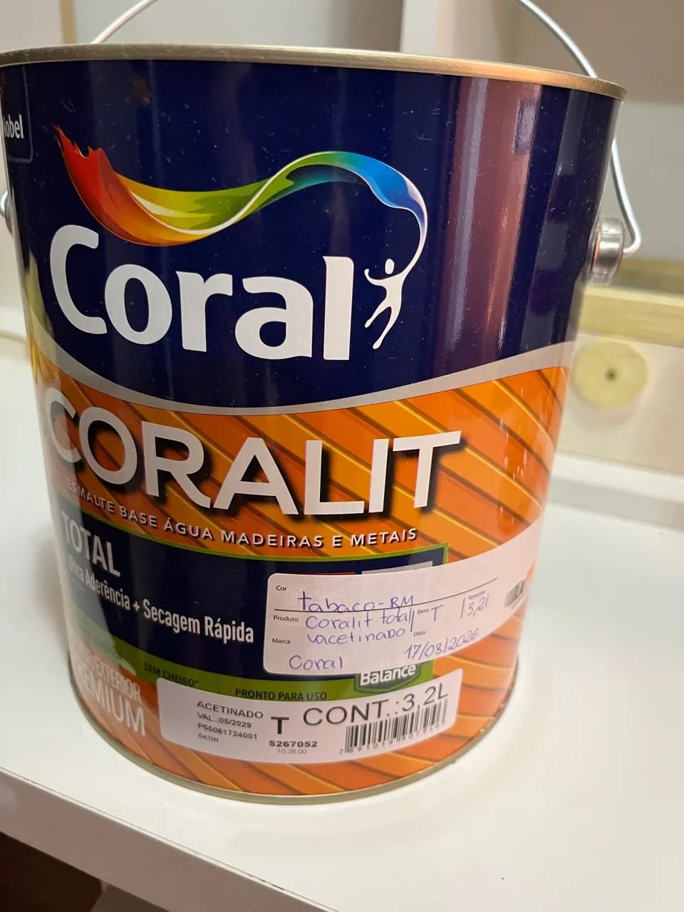 Tinta Tabaco Coralit Esmalte Base Água Madeiras e Metais